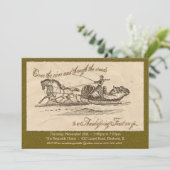 ヴィンテージ感謝祭招待状-緑 招待状 (スタンド正面)