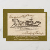 ヴィンテージ感謝祭招待状-緑 招待状 (正面/裏面)