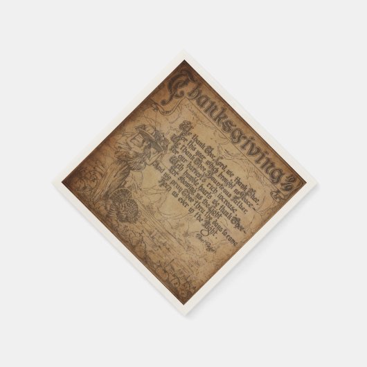 ヴィンテージ感謝祭祈りの言葉 スタンダードカクテルナプキン (角)