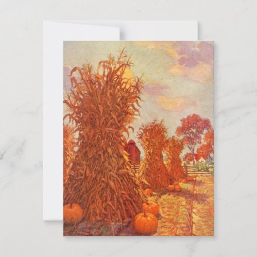 ヴィンテージ感謝祭秋コーンシーブス招待状 招待状 (正面)