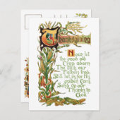 ヴィンテージ感謝祭賛美収穫 シーズンポストカード (正面/裏面)