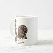 ヴィンテージ感謝祭、カウボーイがトルコをキャッチ コーヒーマグカップ (正面左)