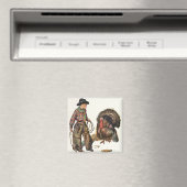 ヴィンテージ感謝祭、カウボーイがトルコをキャッチ マグネット (インサイチュ (食洗機))