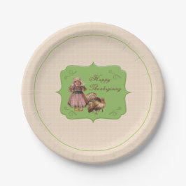 ヴィンテージ感謝祭,トルコ,ピルグリムガール ペーパープレート