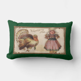 ヴィンテージ感謝祭,トルコ,ピルグリムガール ランバークッション