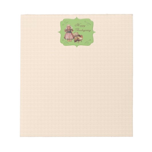 ヴィンテージ感謝祭,トルコ,巡礼少女 ノートパッド (正面)