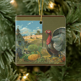 ヴィンテージ感謝祭、トルコon the Farm セラミックオーナメント