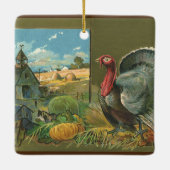 ヴィンテージ感謝祭、トルコon the Farm セラミックオーナメント (裏面)