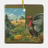 ヴィンテージ感謝祭、トルコon the Farm セラミックオーナメント (正面)