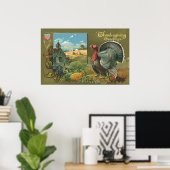 ヴィンテージ感謝祭、トルコon the Farm ポスター (ホームオフィス)