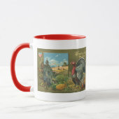 ヴィンテージ感謝祭、トルコon the Farm マグカップ (左)