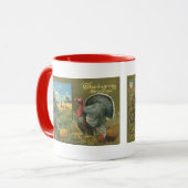 ヴィンテージ感謝祭、トルコon the Farm マグカップ (正面左)