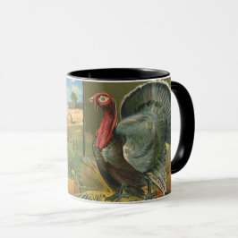 ヴィンテージ感謝祭、トルコon the Farm マグカップ