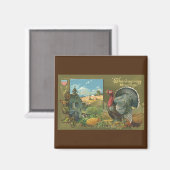 ヴィンテージ感謝祭、トルコon the Farm マグネット (正面/裏面)