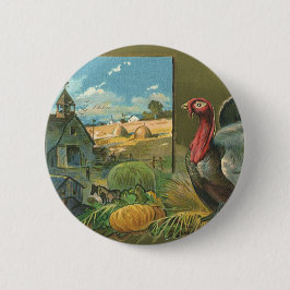 ヴィンテージ感謝祭、トルコon the Farm 缶バッジ