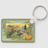 ヴィンテージ感謝祭（七面鳥と巡礼者） キーホルダー (正面)