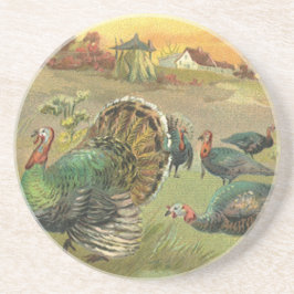 ヴィンテージ感謝祭（七面鳥と巡礼者） コースター