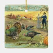 ヴィンテージ感謝祭(七面鳥と巡礼者) セラミックオーナメント (裏面)