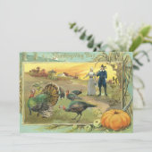 ヴィンテージ感謝祭（七面鳥と巡礼者） 招待状 (スタンド正面)