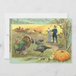 ヴィンテージ感謝祭（七面鳥と巡礼者） 招待状