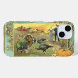 ヴィンテージ感謝祭（七面鳥と巡礼者） iPhone 15ケース