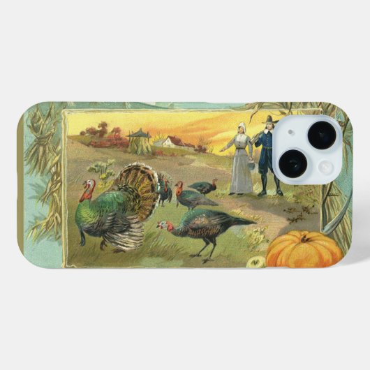 ヴィンテージ感謝祭(七面鳥と巡礼者) Case-Mate iPhoneケース (裏面 (横))
