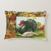 ヴィンテージ感謝祭、野生の七面鳥の秋の色 アクセントクッション (裏面)