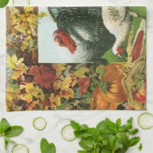 ヴィンテージ感謝祭、野生の七面鳥の秋の色 キッチンタオル (折り畳み)