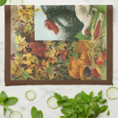 ヴィンテージ感謝祭、野生の七面鳥の秋の色 キッチンタオル (折り畳み)