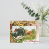 ヴィンテージ感謝祭、野生の七面鳥の秋の色 シーズンポストカード (スタンド正面)