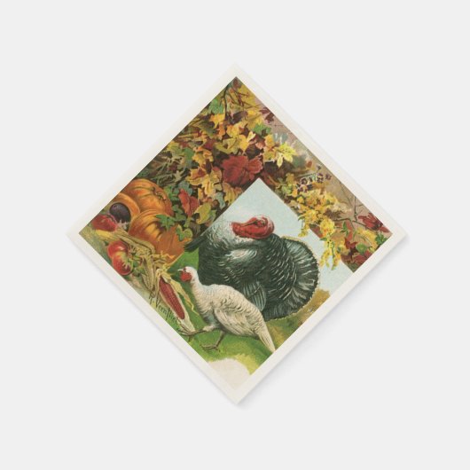 ヴィンテージ感謝祭、野生の七面鳥の秋の色 スタンダードカクテルナプキン (角)