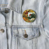 ヴィンテージ感謝祭、野生の七面鳥の秋の色 缶バッジ (インサイチュ)