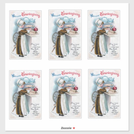ヴィンテージ感謝祭Pilgrim Girl Ba シール (シート)