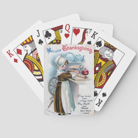 ヴィンテージ感謝祭Pilgrim Girl Ba トランプ (裏面)