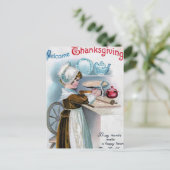 ヴィンテージ感謝祭Pilgrim Girl Ba ポストカード (スタンド正面)