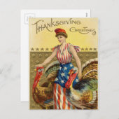 ヴィンテージ感謝米国の挨拶 シーズンポストカード (正面/裏面)
