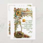 ヴィンテージ感謝詩と秋の葉 シーズンポストカード (正面/裏面)