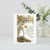 ヴィンテージ感謝詩と秋の葉 シーズンポストカード (スタンド正面)