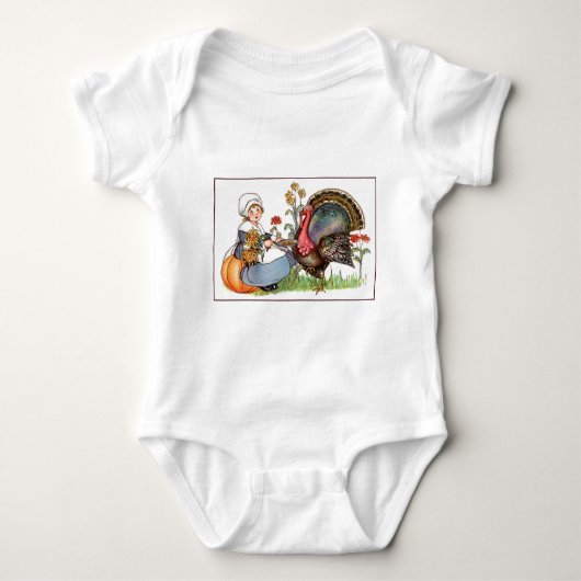 ヴィンテージ感謝 ベビーボディスーツ (正面)