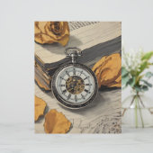 ヴィンテージ懐中時計バラフローラスクラップブック紙 (スタンド正面)