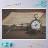 ヴィンテージ懐中時計ブック20x30デコパージュ 薄葉紙 (クラフト)