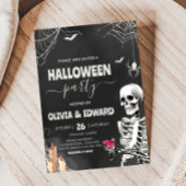 ヴィンテージ成人ゴシックスカルハローウィンパーティ 招待状