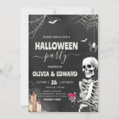 ヴィンテージ成人ゴシックスカルハローウィンパーティ 招待状 (正面)