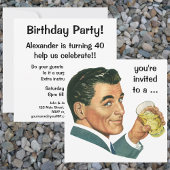 ヴィンテージ成人男子バースデーパーティーへの招待 招待状