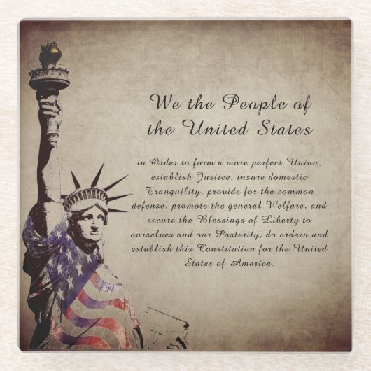 ヴィンテージ我々アメリカの歴史 ガラスコースター (正面)