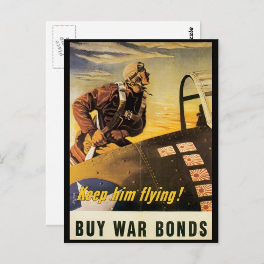 ヴィンテージ戦争の郵便はがきは、彼を飛行保ちます! ポストカード (正面/裏面)