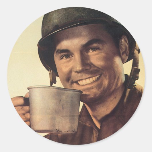 ヴィンテージ戦争ポスターのシール – 有名なポスター ラウンドシール (正面)