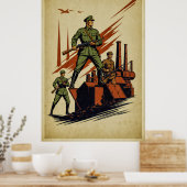ヴィンテージ戦争ポスター – 軍はっきりした3月イラストレーション ポスター (キッチン)
