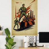 ヴィンテージ戦争ポスター – 軍はっきりした3月イラストレーション ポスター (ホームオフィス)