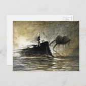 ヴィンテージ戦争世界イラストレーションはがき ポストカード (正面/裏面)